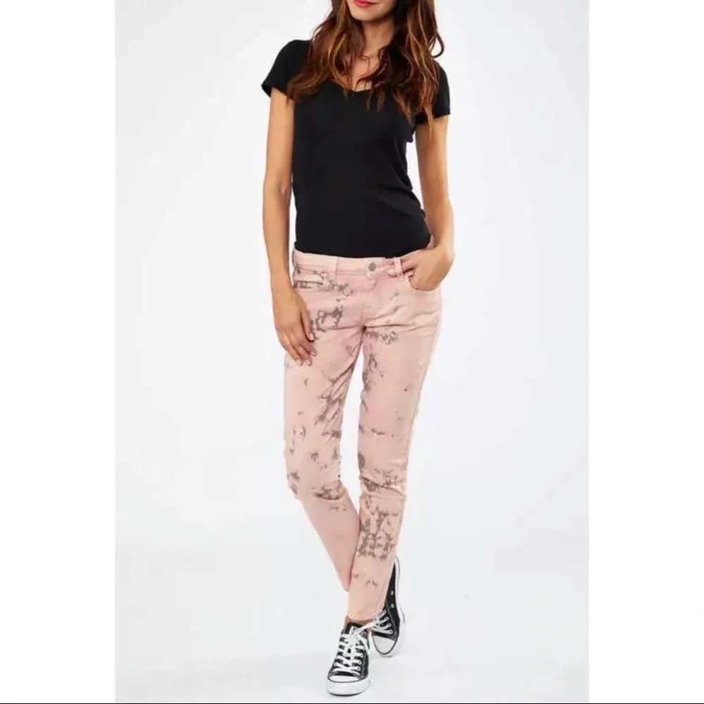 Siwy Hannah Slim Skinny Jeans Pink Grey Tie Dye 24 Womens Low Rise Denim Pants